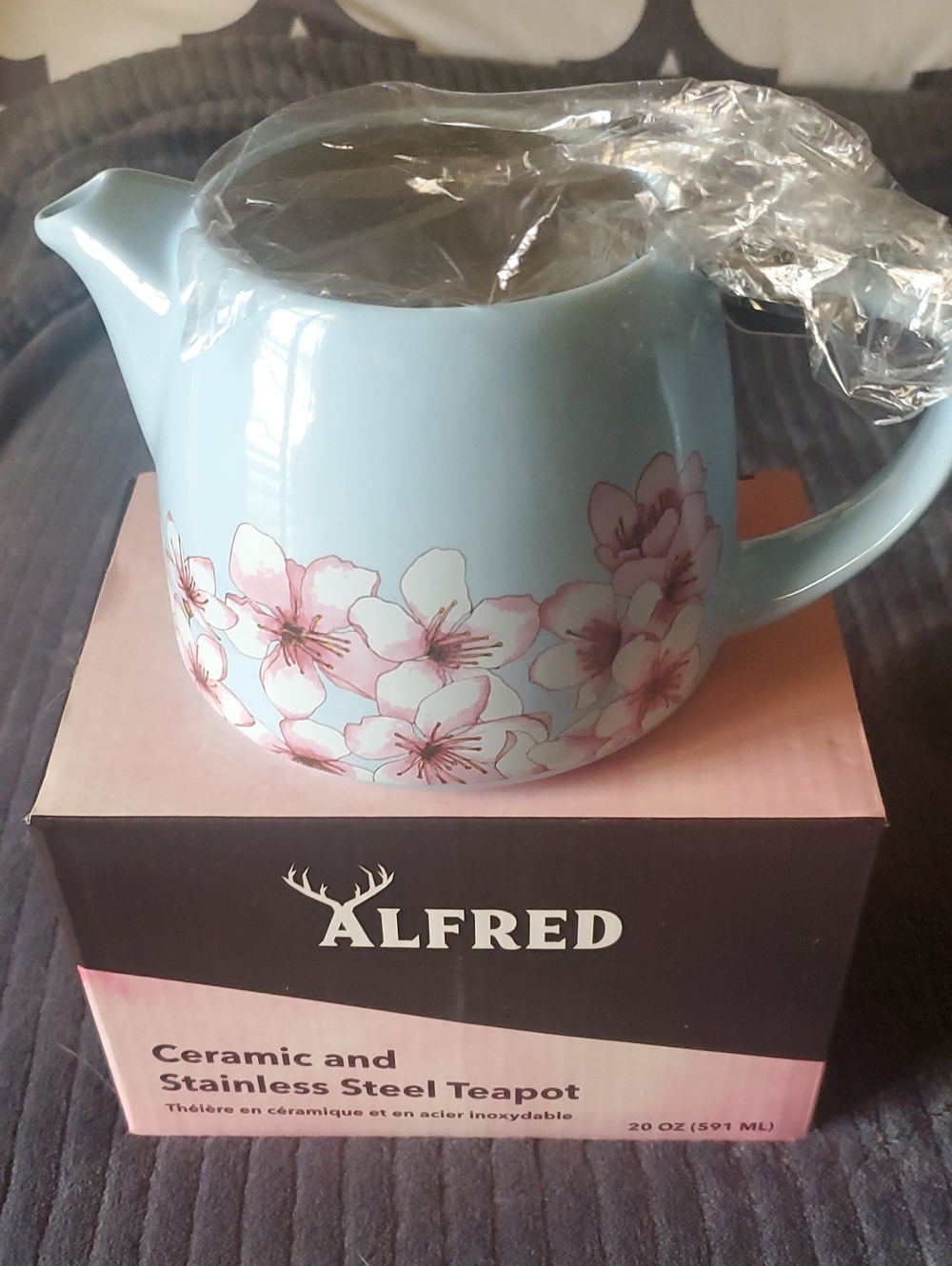 Alfred Light Blue Teapot with Pink Floral Motif